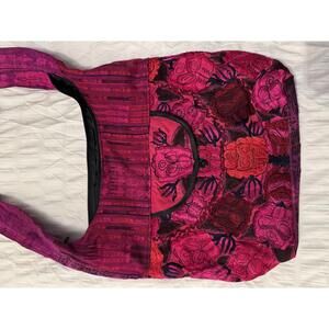 Handwoven Pink, Red, Purple Embroidered Crossbody Bag